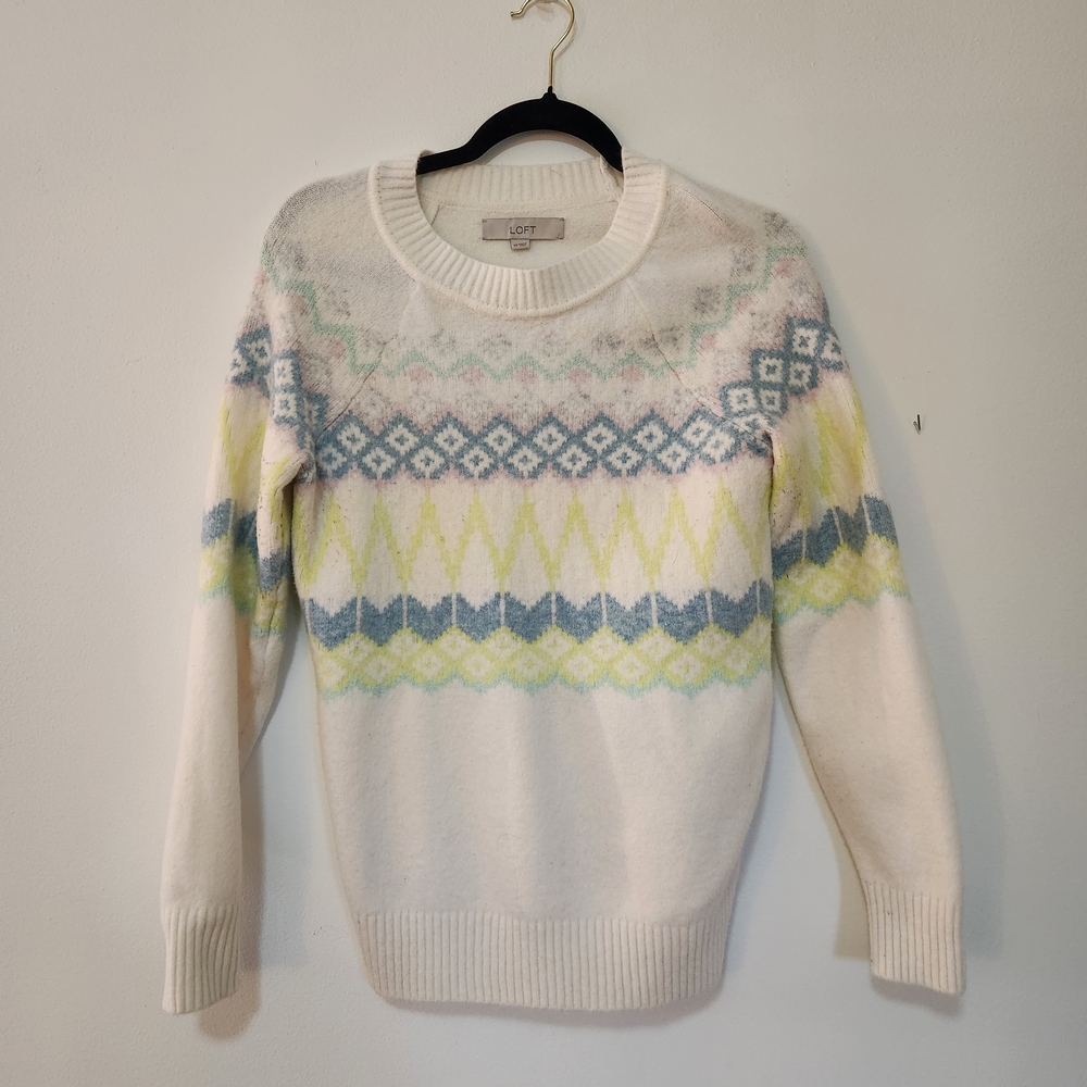 Loft Women's Multicolor Patterned Sweater - image 1